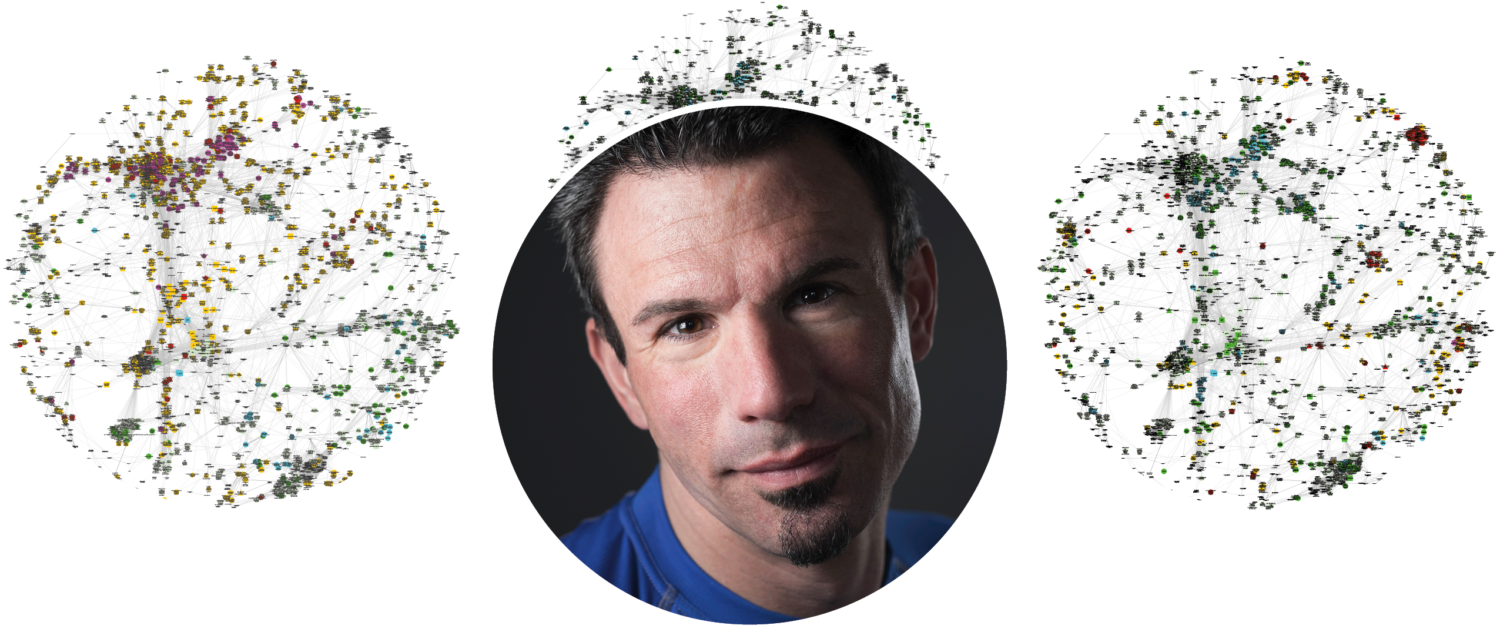 Nicolas Delaleu, PhD | Founder 2cSysBioMed Portrait of Nicolas Delaleu, PhD: Founder of 2cSysBioMed with illustrations exemplifying applied network biology